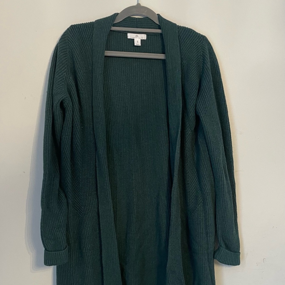 Women's Green Open Front Cardigan Sweater size medium